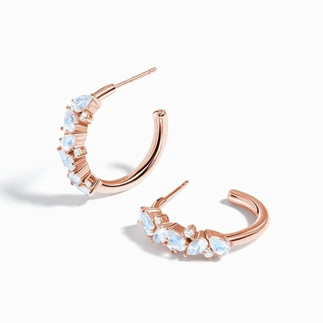 Rainbow Moonstone Earrings Baguette cut Natural Moonstone Stud Earring Jewelry