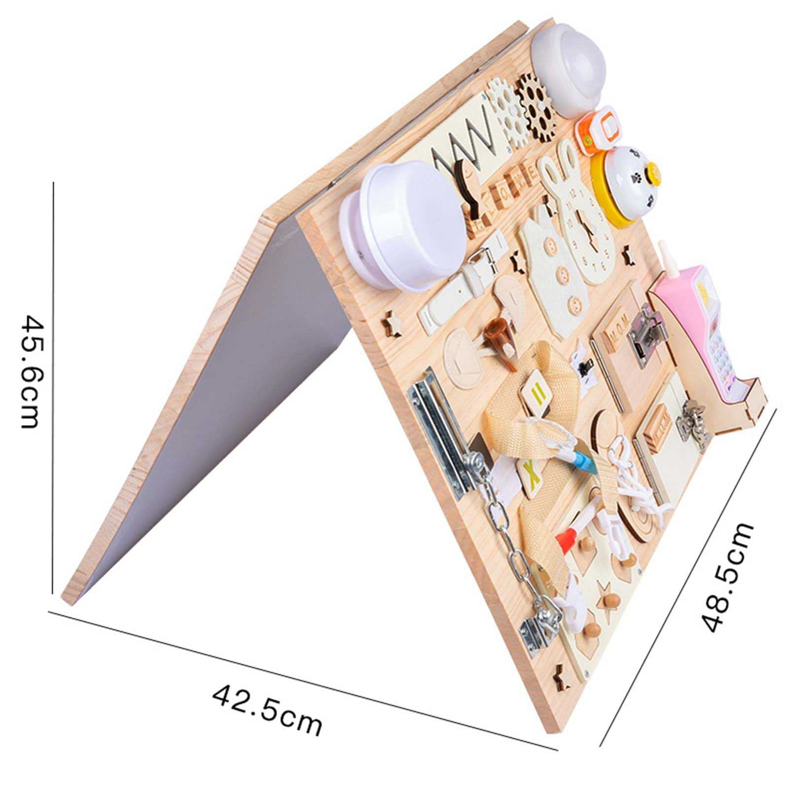 Basic Life Skills Activities Wooden Montessori Busy Board for Toddlers Picture Shown