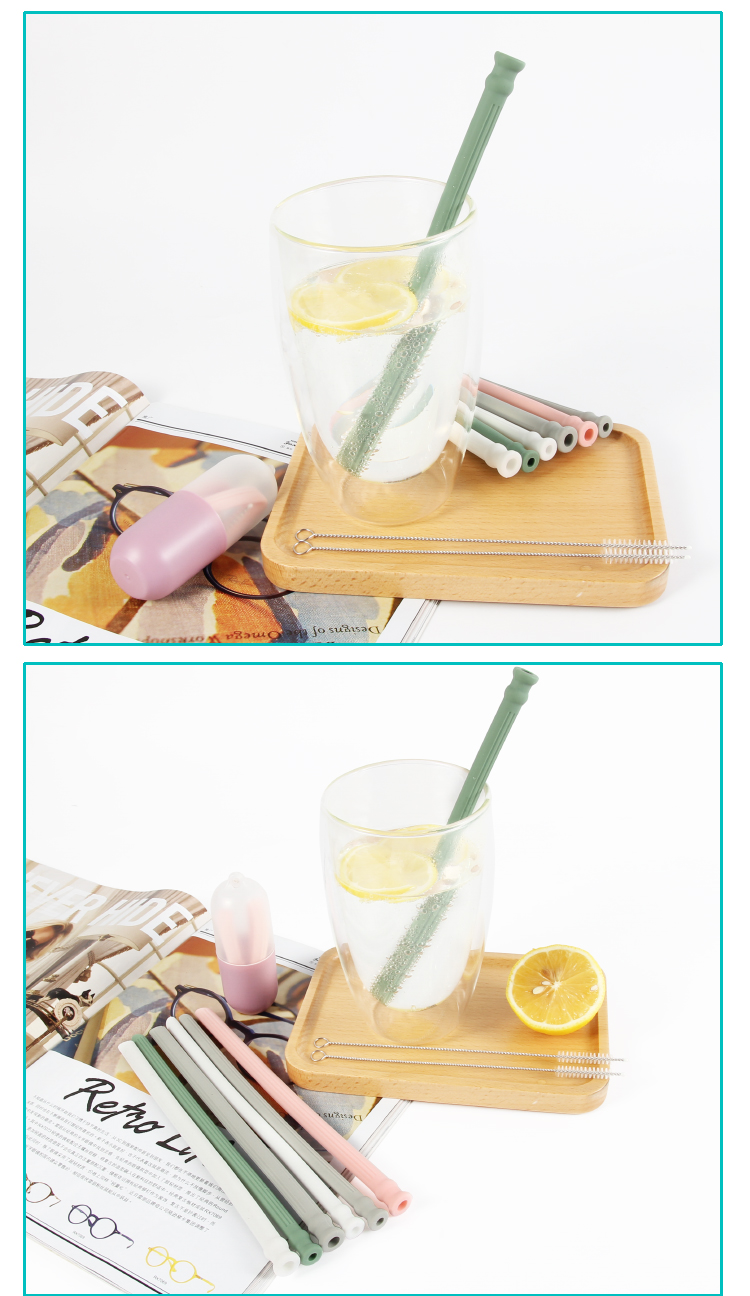 FDA Silicone Kitchen Product Collapsible Silicone Drinking Straw