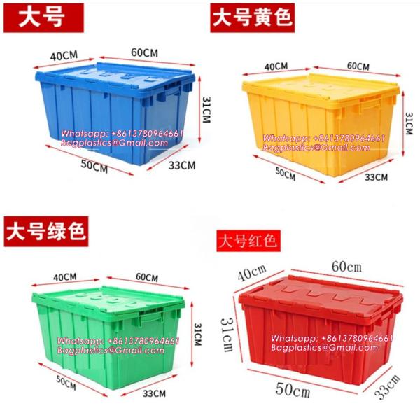 Cargo Transport Plastic Box, Collapsible 35 Liter Heavy Duty Storage Bin / Foldable & Stackable Utility Crate With Attached lockable Lid