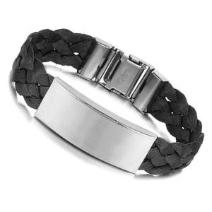 China Tagor Stainless Steel Jewelry Super Fashion Silicone Leather Bracelet Bangle TYSR042 wholesale