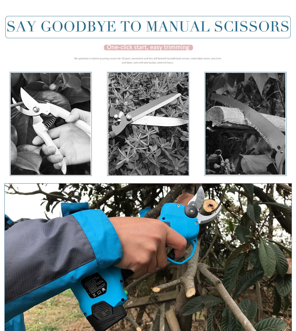 Swansoft Electric Garden Pruner Scissors Cordless Electric Pruning Shears 2.5CM Battery Orchard Pruner