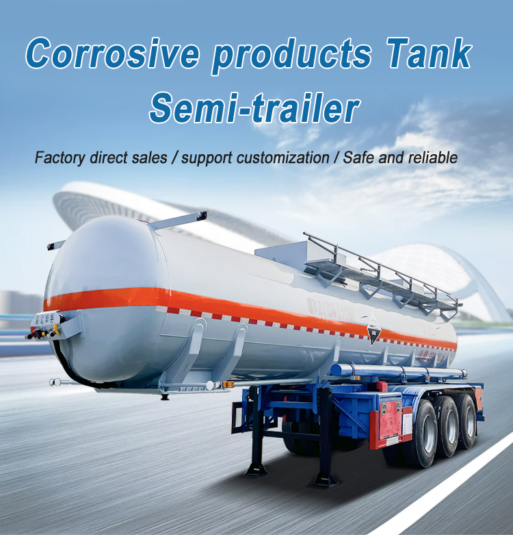 Tri Axle Concentrated Sulfuric Acid Tanker Semi Trailer For Chemical Transport