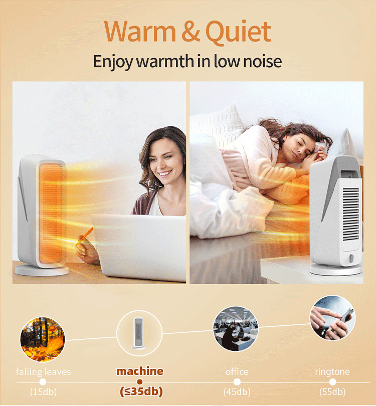 IP44 Ceramic PTC Heating Desktop Heater Fan With Over Heating Falling Protection