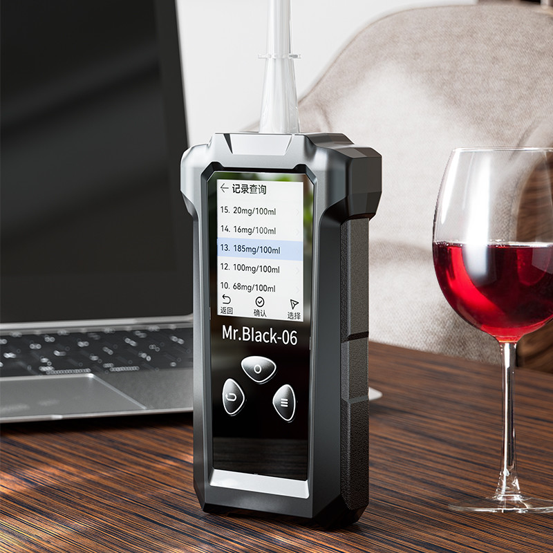 Black Police Alcohol Test Machine Alcohol Detecting Machine 20000 Storage Records