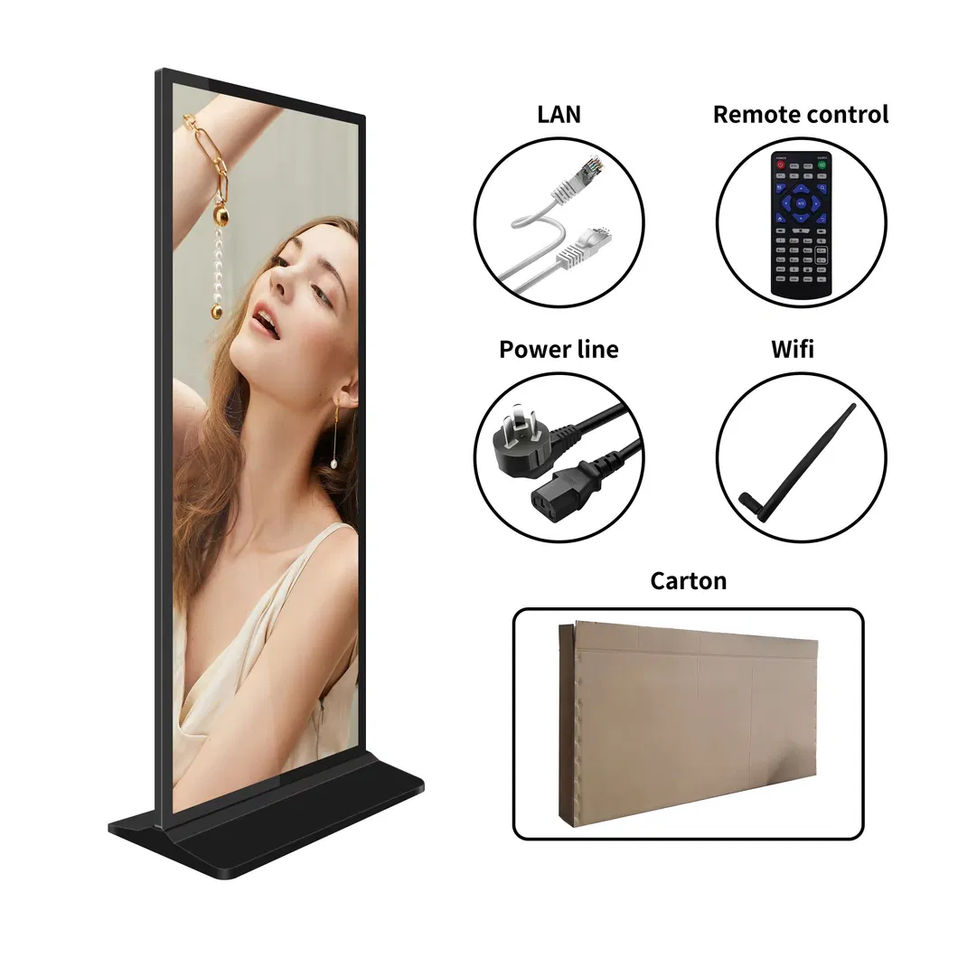 69.3inch Indoor Ultra-Thin LCD Free Standing Full Screen Digital Signage