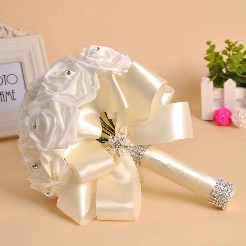 Wholesale Bride Hand Flowers bridal bouquet foam rose artificial flower bouquet for wedding