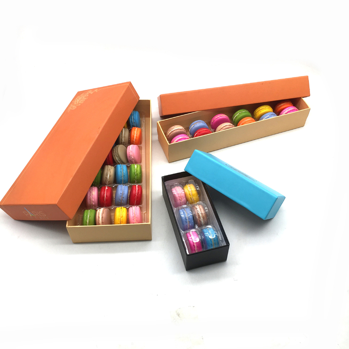 Elegant Orange 24pcs Macaron Packaging Macaron Kraft Paper Box Recyclable with Plastic Inner 4