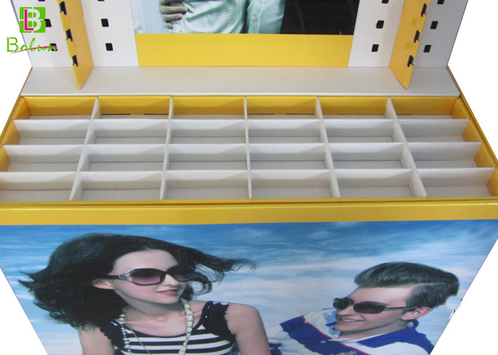 Printed Sunglasses Cardboard Display Stands Cylindrical Pile Head