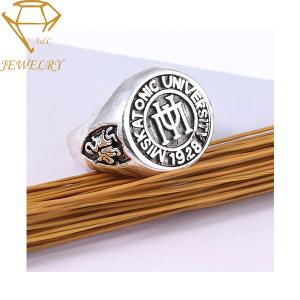 China Stainless Steel University Mens Graduation Rings wholesale