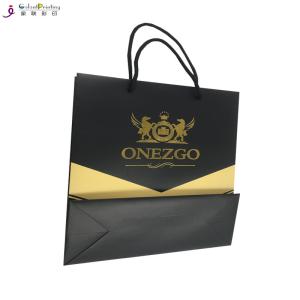 China Gold Stamping Custom Printed Gift Bags Paper Wine Bags With Handles 0.2mm Thickness wholesale