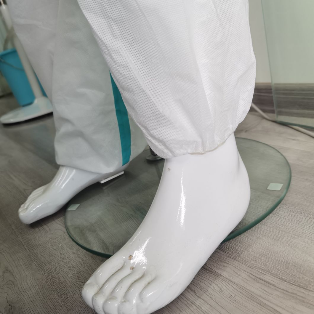Wholesale CE Type5&6 Anti-Virus Dustproof SMS Nonwoven Coverall with Custom Stick Strip