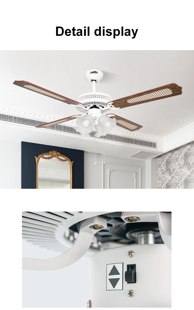 52" White Decorative Ceiling Fan with Cooling Air Light Function and Modern Design Style