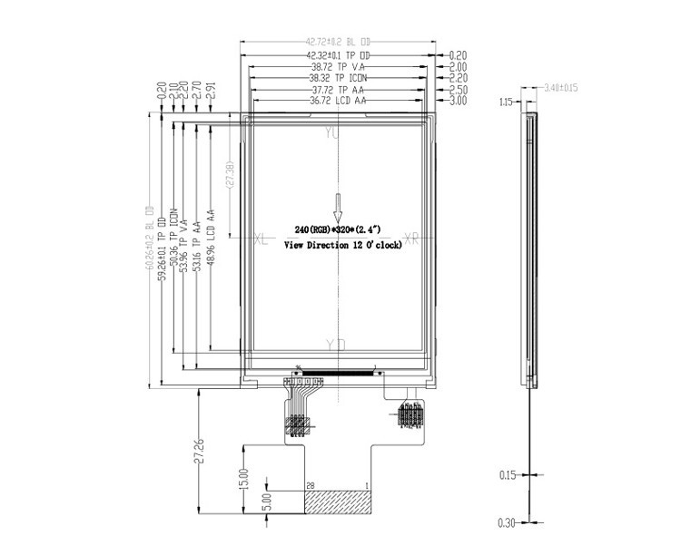 262K Colors 240xRGBx320 2.4 Inch Tft Lcd Display