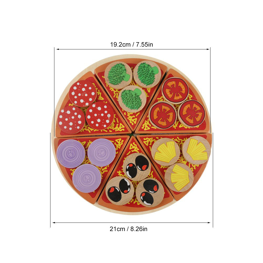 Wooden Beech Wood Pizza Food DIY Toys Kitchen Toy Set for Children Role Play Unisex