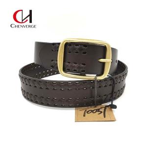 China Men'S Center Bar Braided Leather Belt Cowboy Style Wear Resistant wholesale