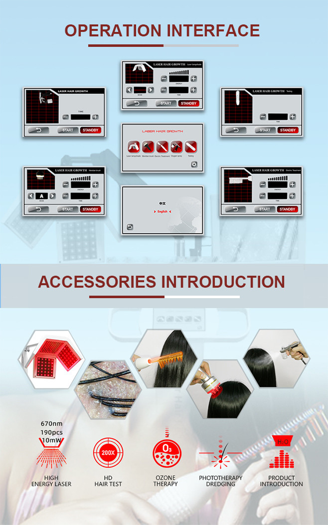 Red Light Laser Hair Regrowth Machine , Follicles Treatment Hair Growth Device
