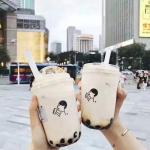 700ml PET plastic cups bubble tea with bear lid