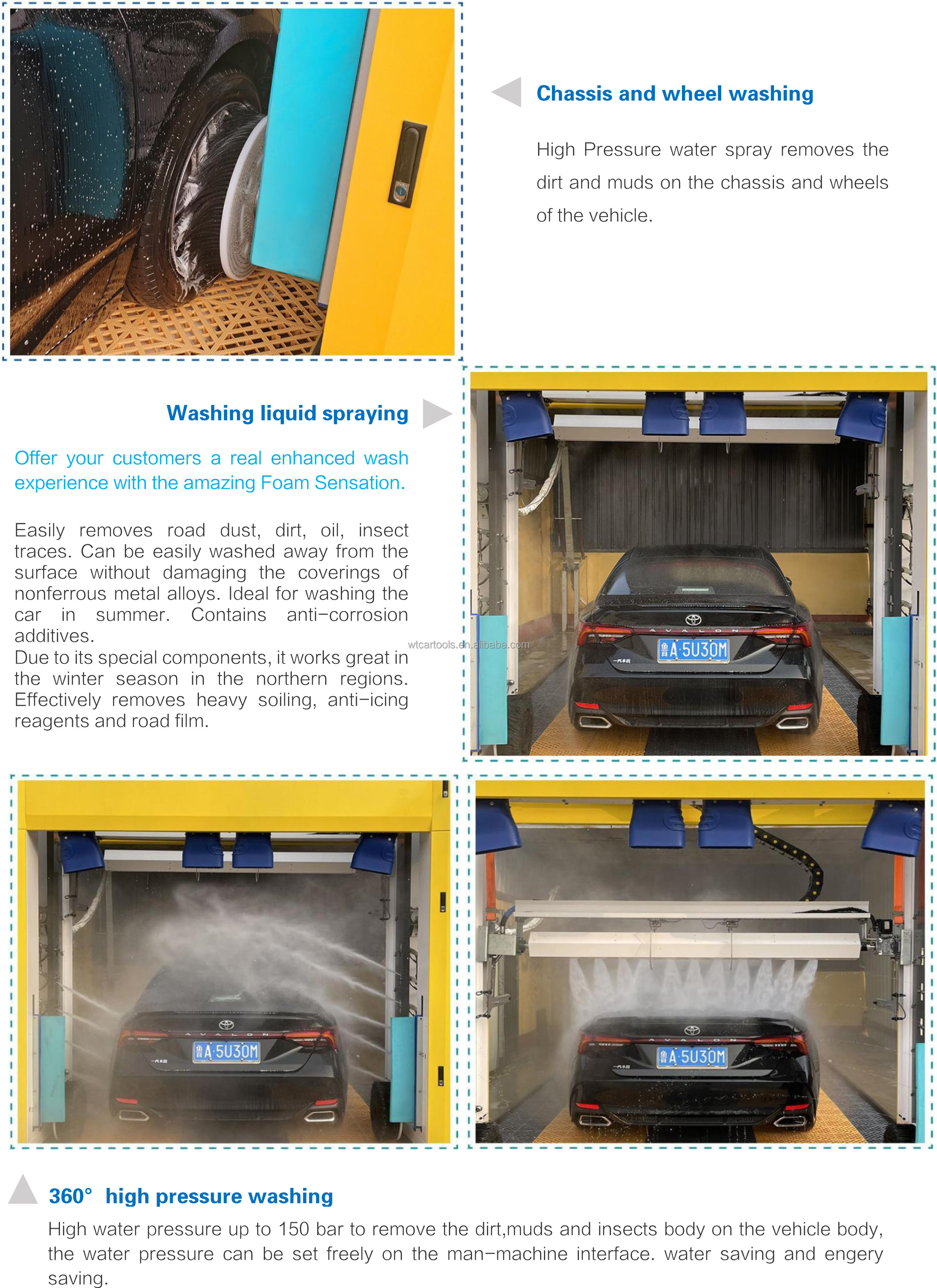 Automatic Rollover Car Wash System Galvanized Steel With Drying System