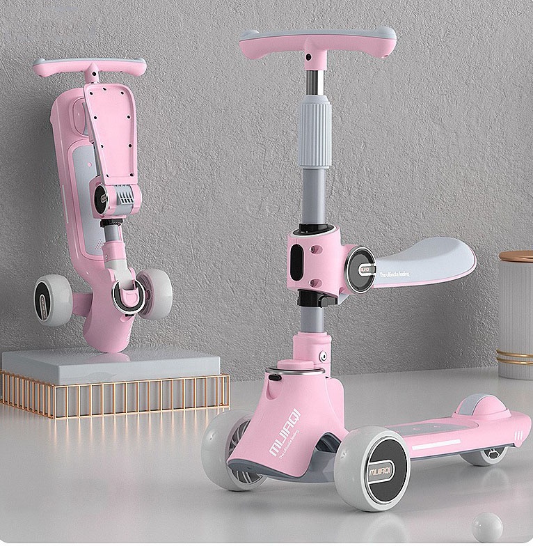 Plastic Self-balancing Electric Scooters 3 Wheel Kick Scooters for Kids Age 2-4 Years