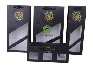 China Spot UV Coated Paper Bags With Window , Portable Printed Paper Carrier Bags wholesale