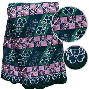 China Polyester Cotton 145cm Coloured Embroidery Fabric Rhinestones Voile Lace Material wholesale