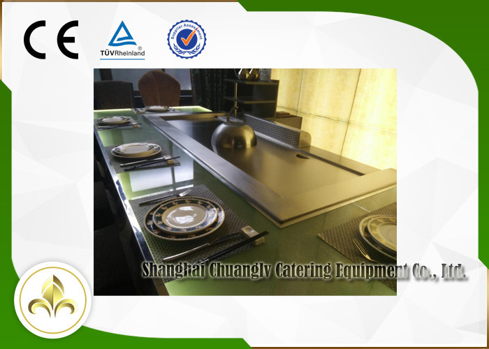 Green Light Glass Teppanyaki Hibachi Grill , Steel Frame Gas Flat Top Grill
