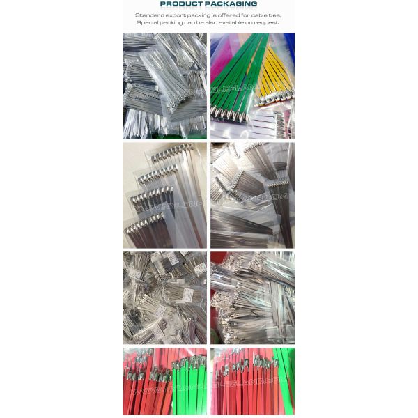 PVC Coated Metal (Stainless Steel) Cable Ties, Version 316L, 316 or 304, L: 200~1100mm x W: 16mm, 200 Lbs, Outdoor Use