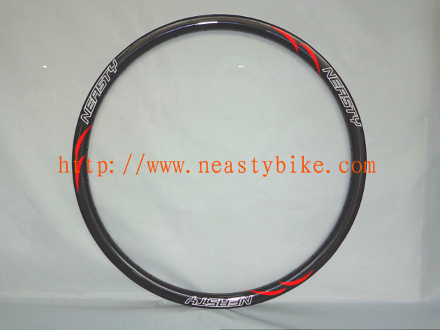 26" MTB bike carbon rims,Full Carbon rims;23mm mountain bicycle wheel and rims(red)