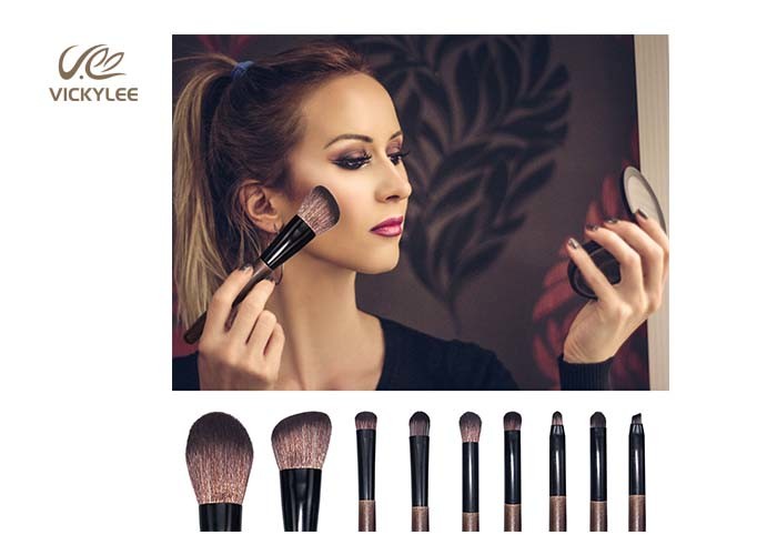 9 In1 Wooden Handle 7.4 inch Facial Makeup Brushes