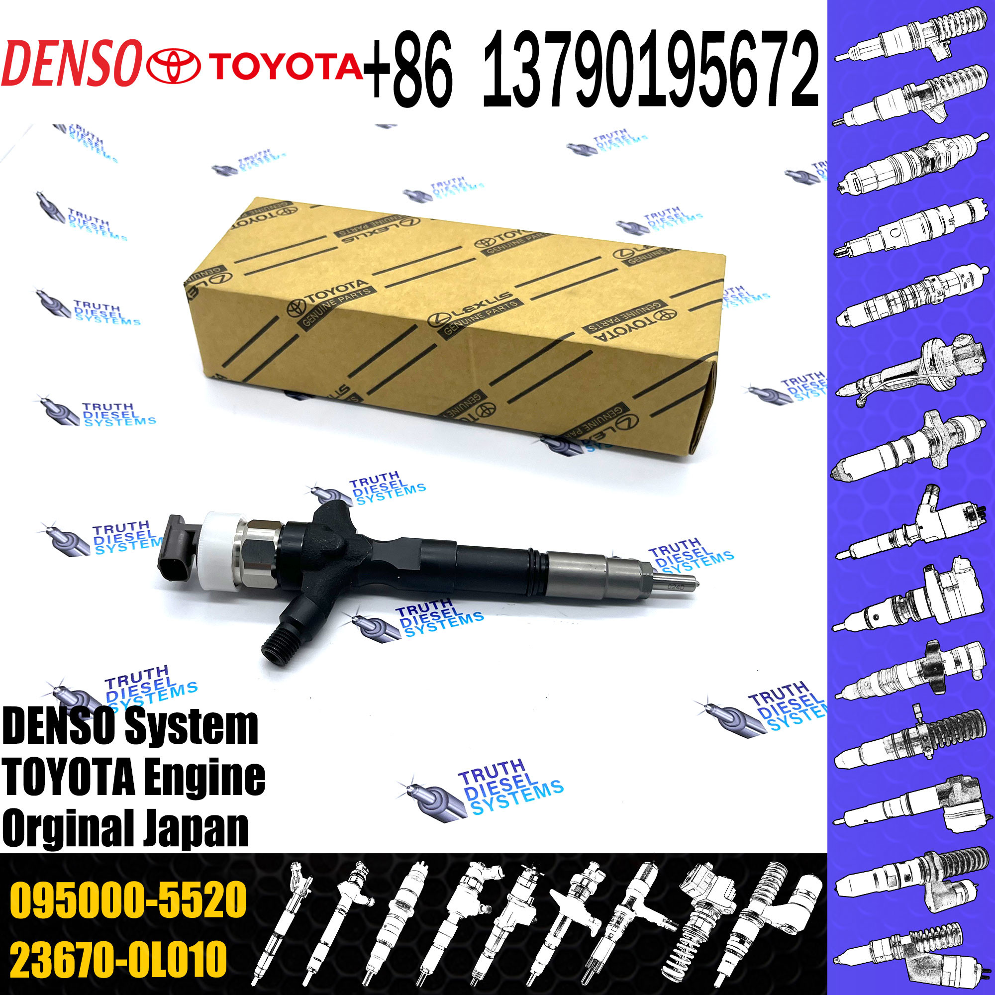 23670-0L010 Diesel Fuel Injector For 095000-5520 For 0950005520 TOYOTA HILUX 2KD-FTV
