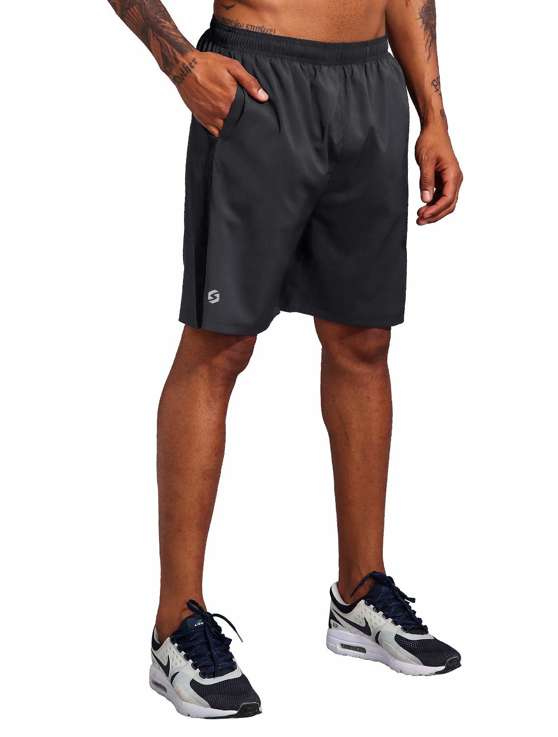 Male 7 Inches 5% Spandex Running Wear Quick Dry Mesh Liner Zip Pocket