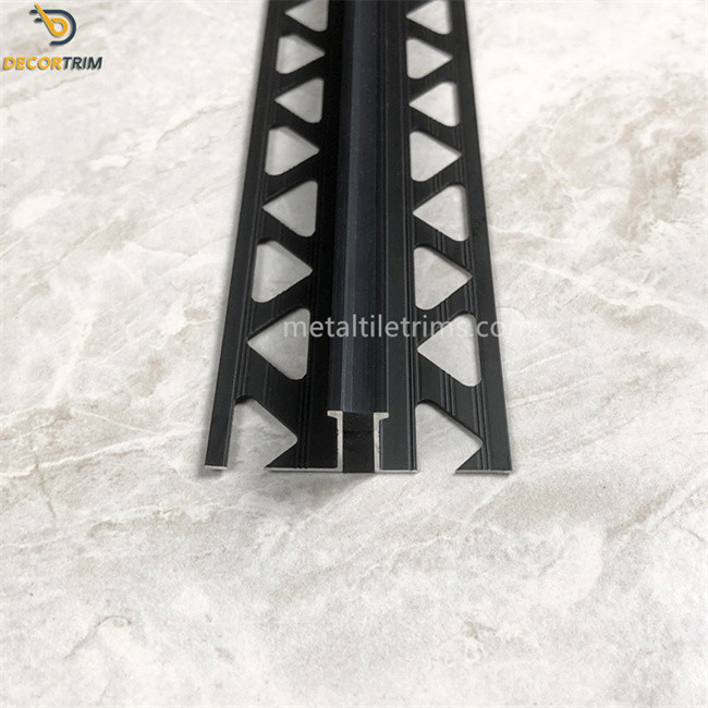 1/2'' 12mm Matt Black Expansion Joint Profile With Black Rubber Strip