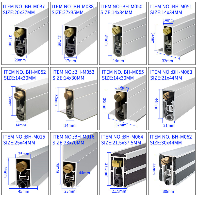 T Shape Automatic Door Bottom Seals for Metal Door Noice Reduction Drop Down Rubber Strips