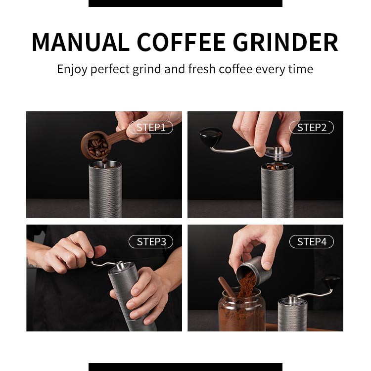 Quiet Conical Burr Manual Coffee Grinder Aluminium Alloy Stainless Steel 25g Carry Easily