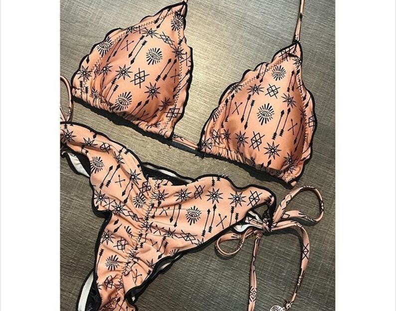 Swimwear button 2018 Sexy Bikinis women swimsuit brazilian woman Bandeau Push up Vintage Bikini Set Biquini beachwear