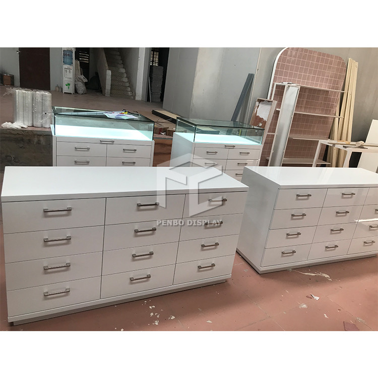 12pcs Drawers Glass Mobile Phone Display Showcase 1200x2400mm With LED Light