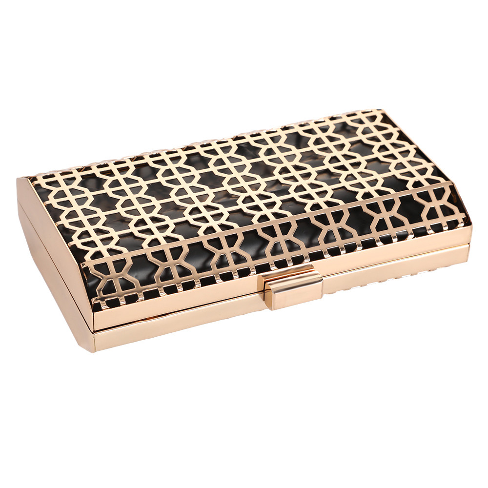 18.4*10.9cm Hexagon Pattern Gold Metal Purse Frame 258g