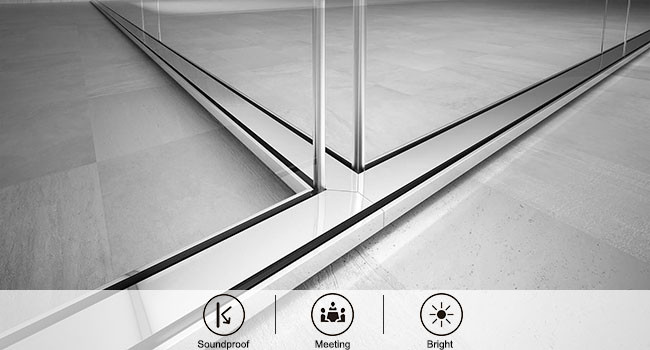 Double-glass Layer Partitions Modular Customized Sticked Logo Glass Partition Wall