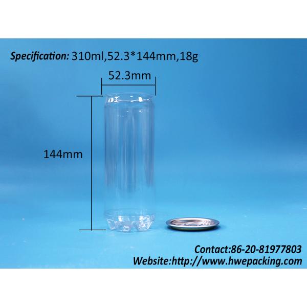 Bpa Free Leak-Proof Empty Transparent PET Soda Water Can Easy Open Aluminium Lid