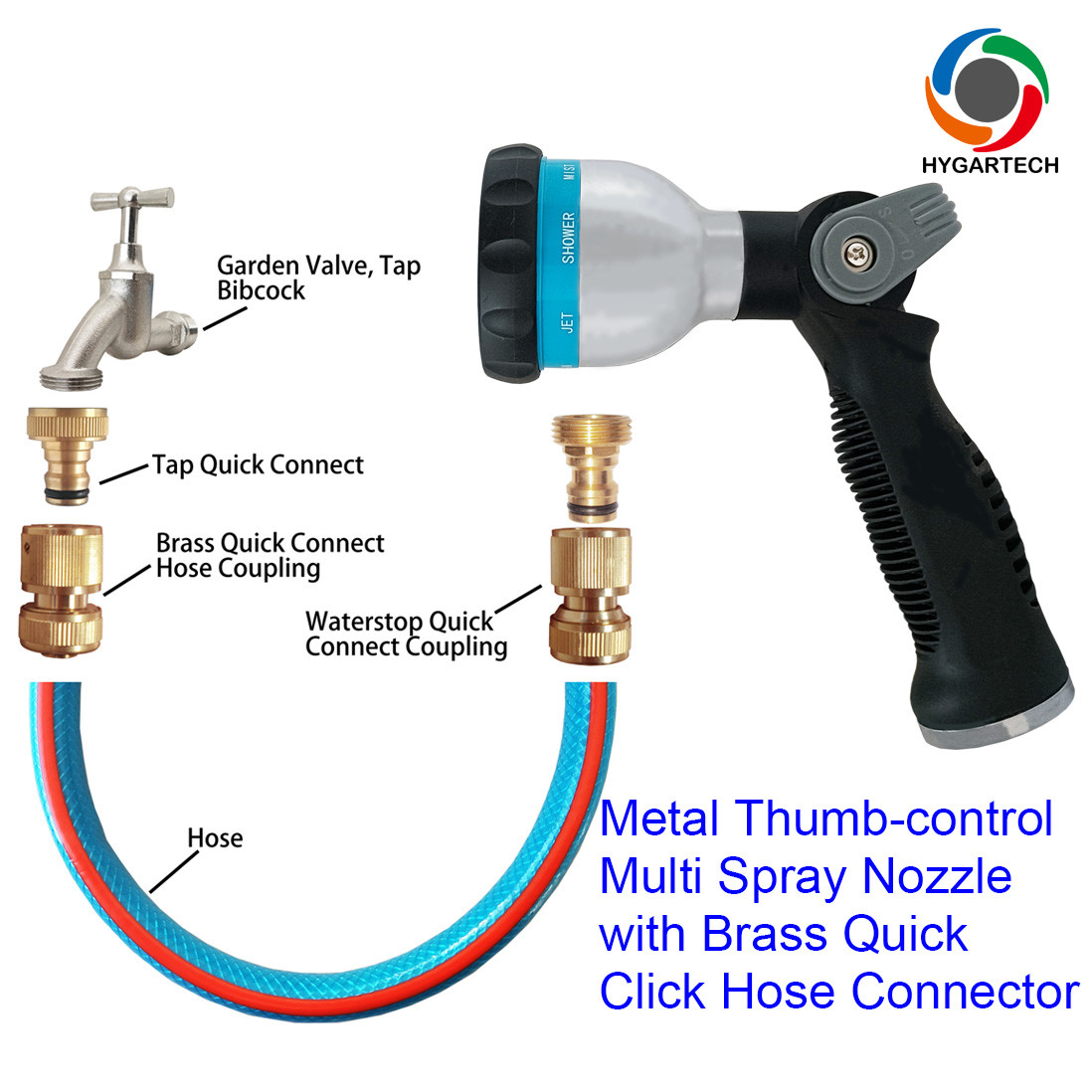 8 Modes for Different Cleaning Needs Metal Water Spray Gun for Versatile Usage