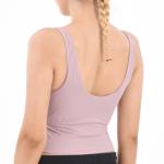 Ribbed Fabric Women Sports Bra Longline Crop Tank Top Padded