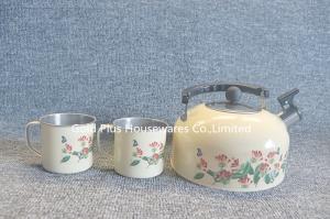 China Kitchen Gadgets Stainless Steel Whistling Tea Kettle Flower Painting With Bakelite Handle wholesale