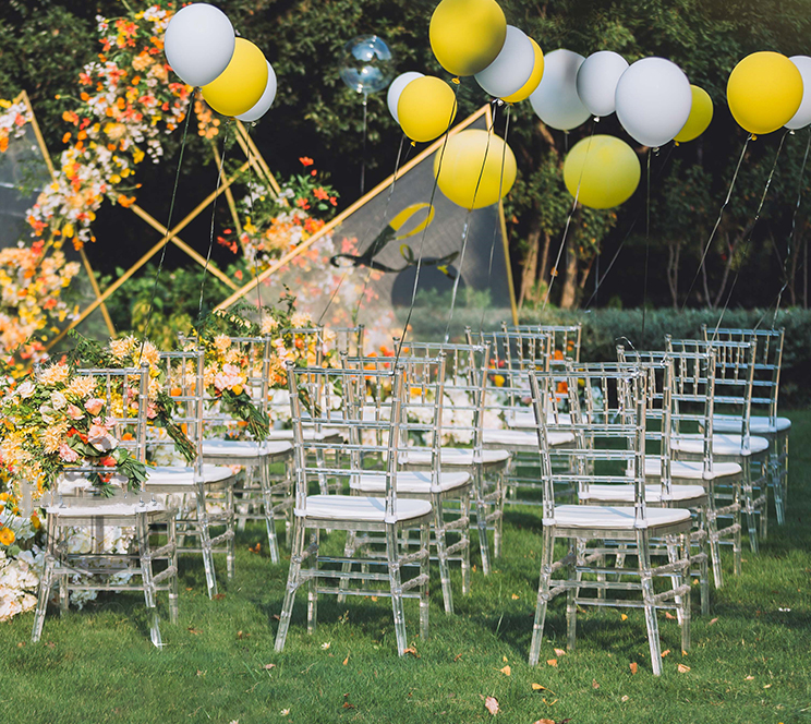 Backyard Wedding Banquet Chairs Acrylic Tiffany Ghost Chiavari Chair 40x40x90cm