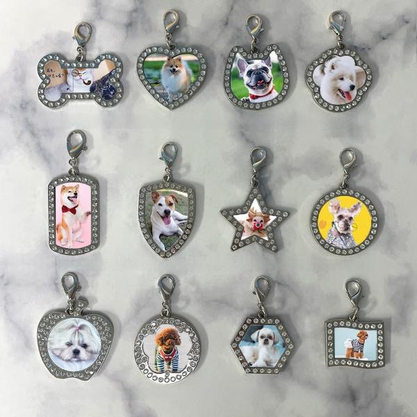 Sublimation Dog Tags Blanks With Diamond Trim Accents Customized Pet Tags For Sublimation
