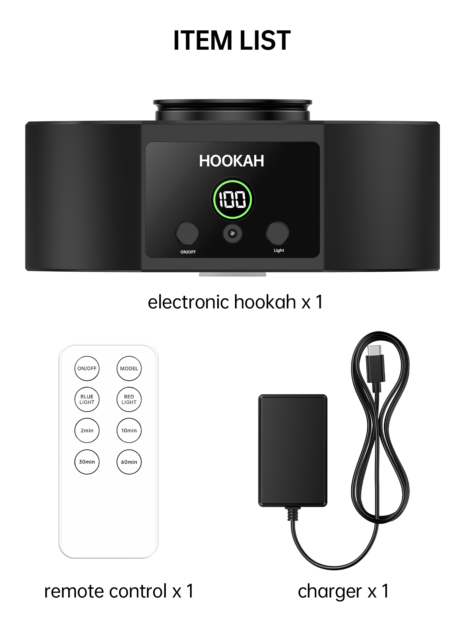 Black Electric Shisha Hookah Bowl with Temperature Adjustable LED and Unique Design