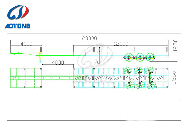 3000 ton Max Payload AOTONG TRAILER Semi Trailer for Large Tank Container Transport