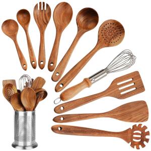 China 11 Piece Wooden Kitchen Utensil Set Nonstick Spoons Eco - Friendly wholesale