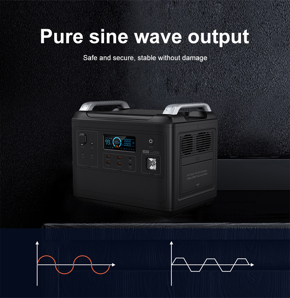 Ups Lithium Portable Power Station Lifepo4 Solar 2000W 1000 Watt Two-Way Quick