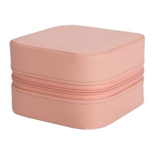 China orange Square Portable Travel Jewelry Box Metal Zipper wholesale